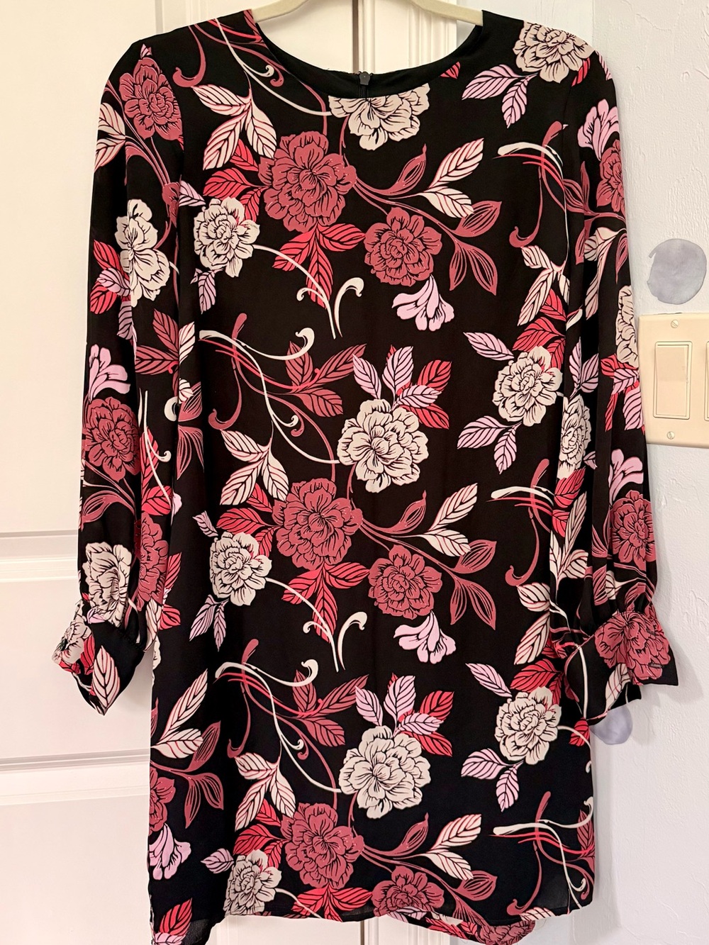 Banana Republic Black Tunic with Pink & Cream Floral Print